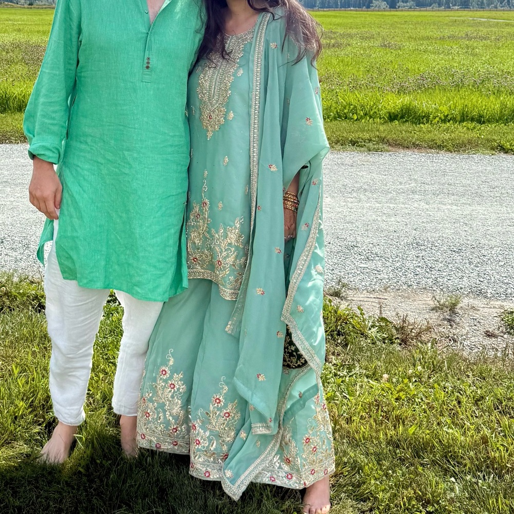 Mint Green Traditional Outfit Set Sharara Suit